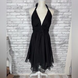 Venus Black Halter Rhinestone Evening Party Dress
